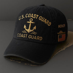 US Coast Guard Veteran Embroidered Trucker Hat: USCG Baseball Cap, 250th Anniversary Embroidered Baseball Us Tribute Retro Cap