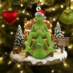 Personalized Green Monster Couple Christmas Ornament, Grinch Couple Christmas Ornament, Green Couple Ornament Anniversary, Married Ornament