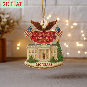 250th Anniversary Ornament: Patriotic White House & Eagle, USA 2026