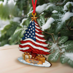 250 Years of America Patriotic Christmas Tree Wooden Ornament,1776-2026 Christmas Tree Decoration, Patriotic Ornament, Independence Day Gift, 2D Flat Ornament