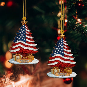 250 Years of America Patriotic Christmas Tree Wooden Ornament,1776-2026 Christmas Tree Decoration, Patriotic Ornament, Independence Day Gift, 2D Flat Ornament