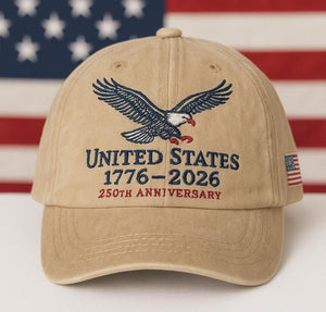 Embroidered US 250th Anniversary Cap, 1776-2026 Patriotic Dad Hat, Vintage American Eagle Baseball Cap, Independence Day Gift