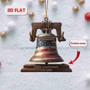 Liberty Bell USA 250th Anniversary Ornament 2026, Custom Name Patriotic Christmas Decoration, American Independence Holiday Keepsake