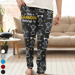 This Grandpa Dad Belongs To Kids Pet - Personalized Pajama Pants - Gift for Family, Christmas gift for Mom, Dad, Grandma, Daughters and Sons