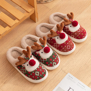 Fluffy Christmas Slipper with Reindeer