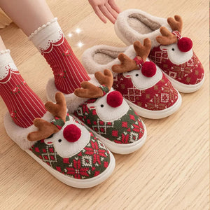Fluffy Christmas Slipper with Reindeer