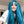 Fashion blue green long straight wig WS2222