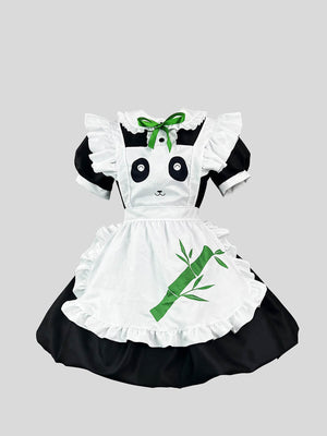 Plus Size Panda Printed Maid Costume