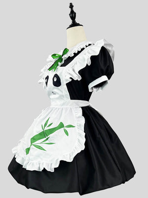 Plus Size Panda Printed Maid Costume