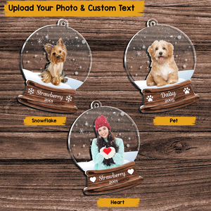 Custom Photo Snowball Pet & Family Printed Acrylic Ornament, Gift For Dog Lovers, Christmas Gift