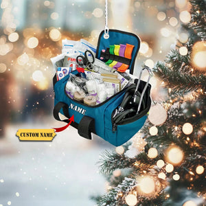 Personalized Emt Christmas Ornament 2d Custom First Responder Gear Bag Ornament