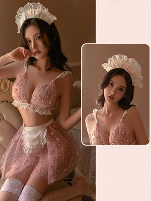 Pink Heart Maid Lingerie Set