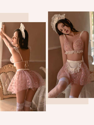 Pink Heart Maid Lingerie Set