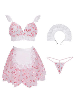 Pink Heart Maid Lingerie Set