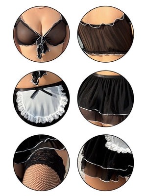 Sheer Apron Maid Skirt Set