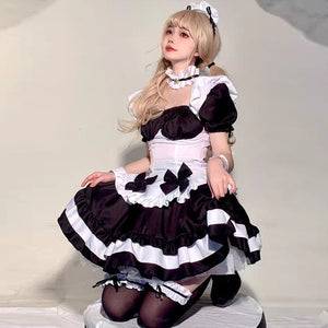 Yomorio Anime Maid Cosplay Costume Gothic Lolita Outfits 7 Pieces Adult Maid Halloween Uniform