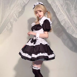 Yomorio Anime Maid Cosplay Costume Gothic Lolita Outfits 7 Pieces Adult Maid Halloween Uniform