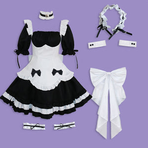 Yomorio Anime Maid Cosplay Costume Gothic Lolita Outfits 7 Pieces Adult Maid Halloween Uniform